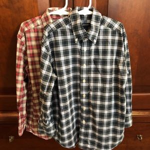 Set of 2 boys Lands’ End plaid dress shirts